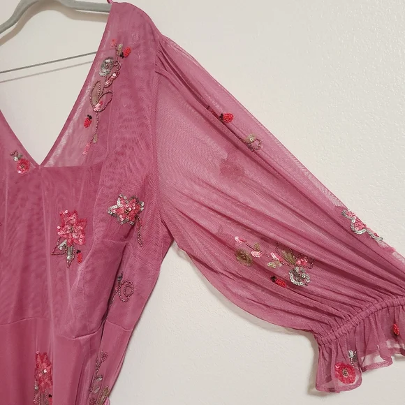 NWT Monsoon London Sabrina Embellished Midi Dress Pink - Picture 3 of 9